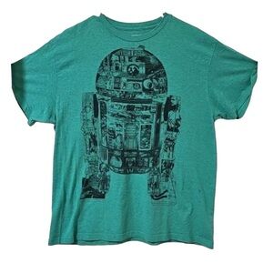 Star Wars T-shirt Green Mosaic R2d2 size Large